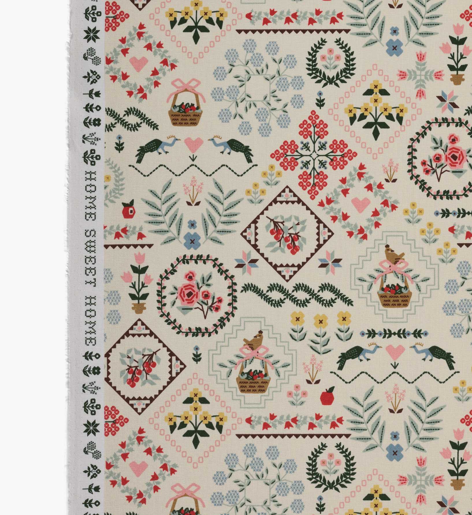 Heritage Sampler Canvas Fabric - Linen