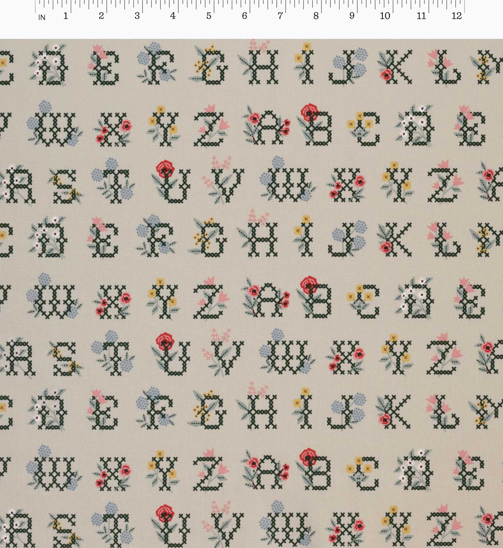 Cross Stitch Letters Canvas Fabric - Linen