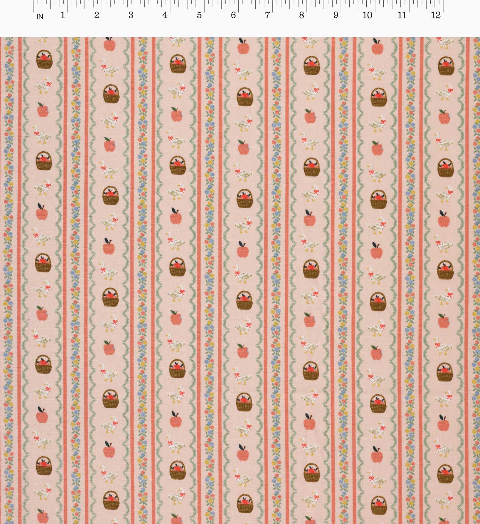 Farmhouse Stripe Cotton Fabric - Pink