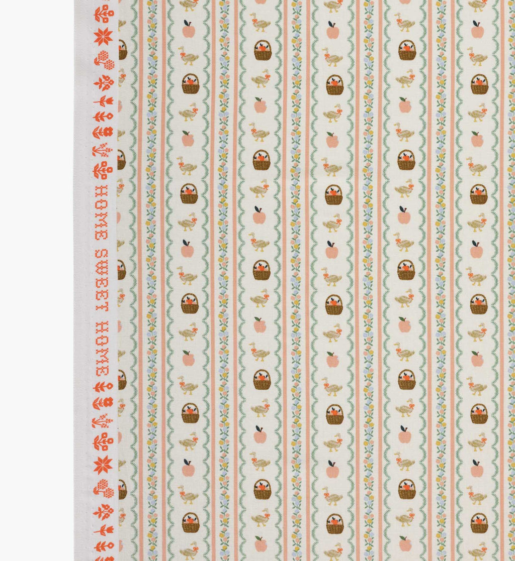 Farmhouse Stripe Cotton Fabric - Cream